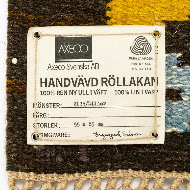 Ingegerd Silow, väggbonad, rölakan, "Liljer", Axeco, signerad IS, 81 x 56 cm.