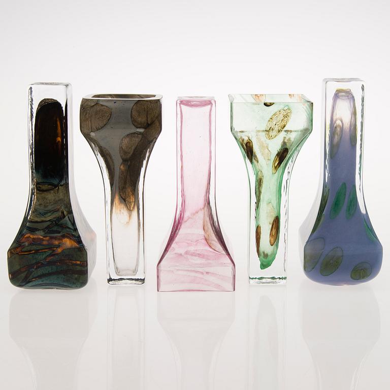 TIINA NORDSTRÖM, skulptur, 1-5 delar, glas, signerad Tiina Nordström, Iittala 1994.