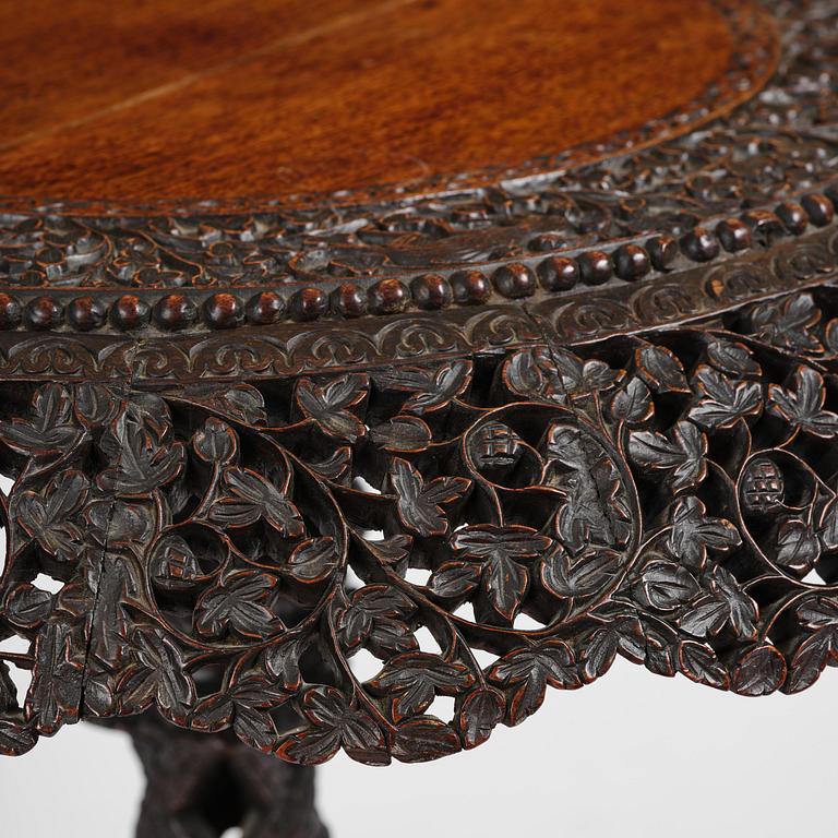 An Indian 'blackwood' occasional table, Bombay Presidency, around 1880.