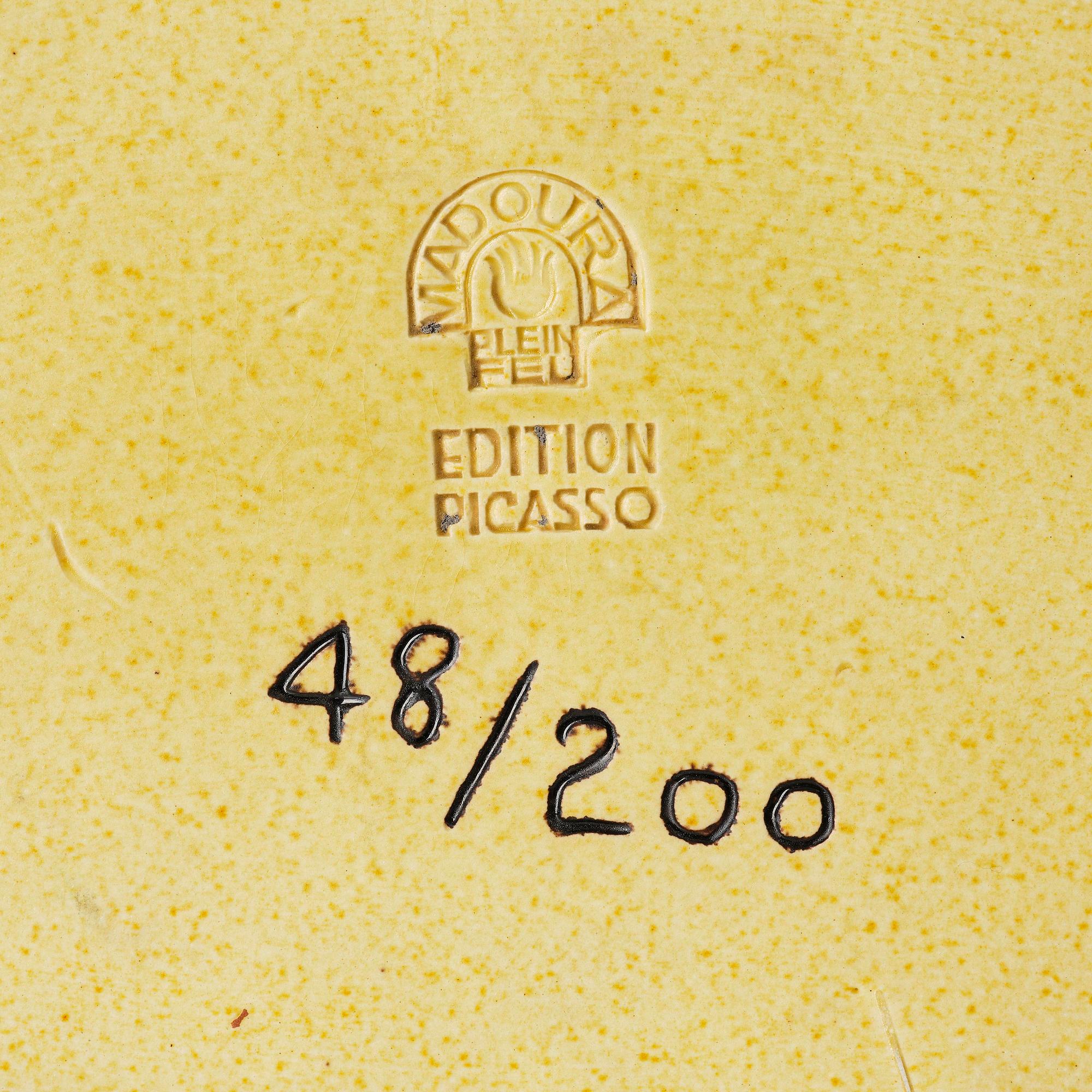 Pablo Picasso, a "Trois Sardines" (A.R. 34), faience dish, Madoura, Vallauris, France, post 1948.