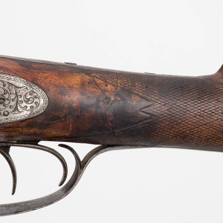 Percussion gun, double barreled, second part of the 19th century.