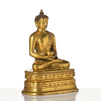 A Mongolian Gilt Bronze Figure of Buddha, Zanabazar school, 18th century.