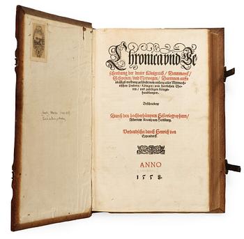 582. ALBERT KRANTZ (1448-1517), Chronica und Beschreibung der dreier Königreich/Dennmarck/Schweden/und Norwegen..., 1558.