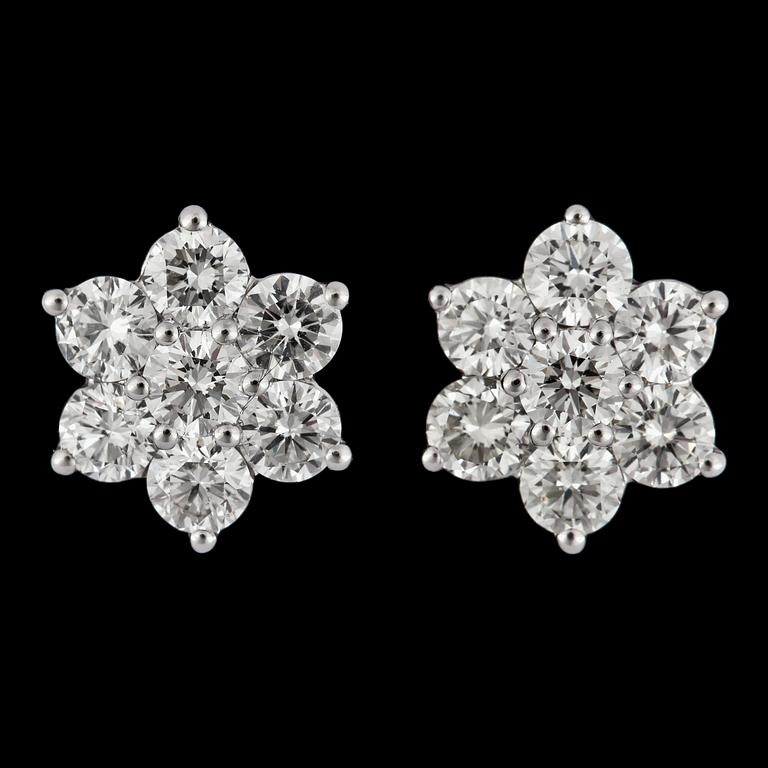 A pair of brilliant cut diamond earrings, 2.01 cts.