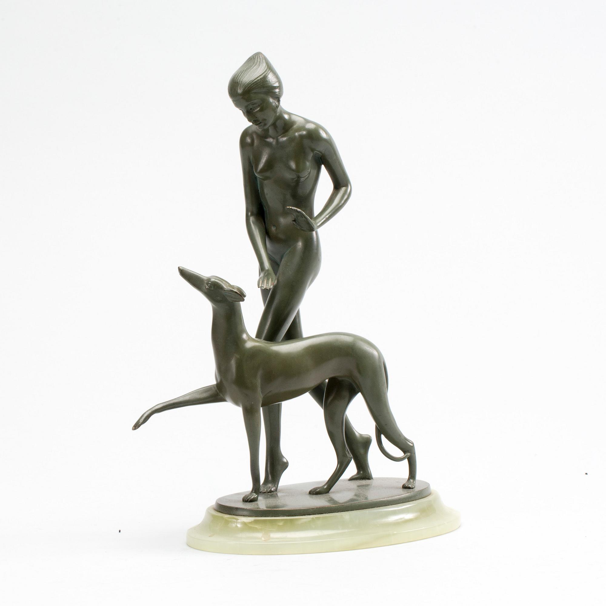 OTTO HAFENRICHTER, skulptur, signerad, patinerad brons.