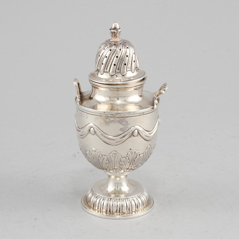 SOCKERRUSKA, silver, England, 1800-tal. Vikt 168 gram.