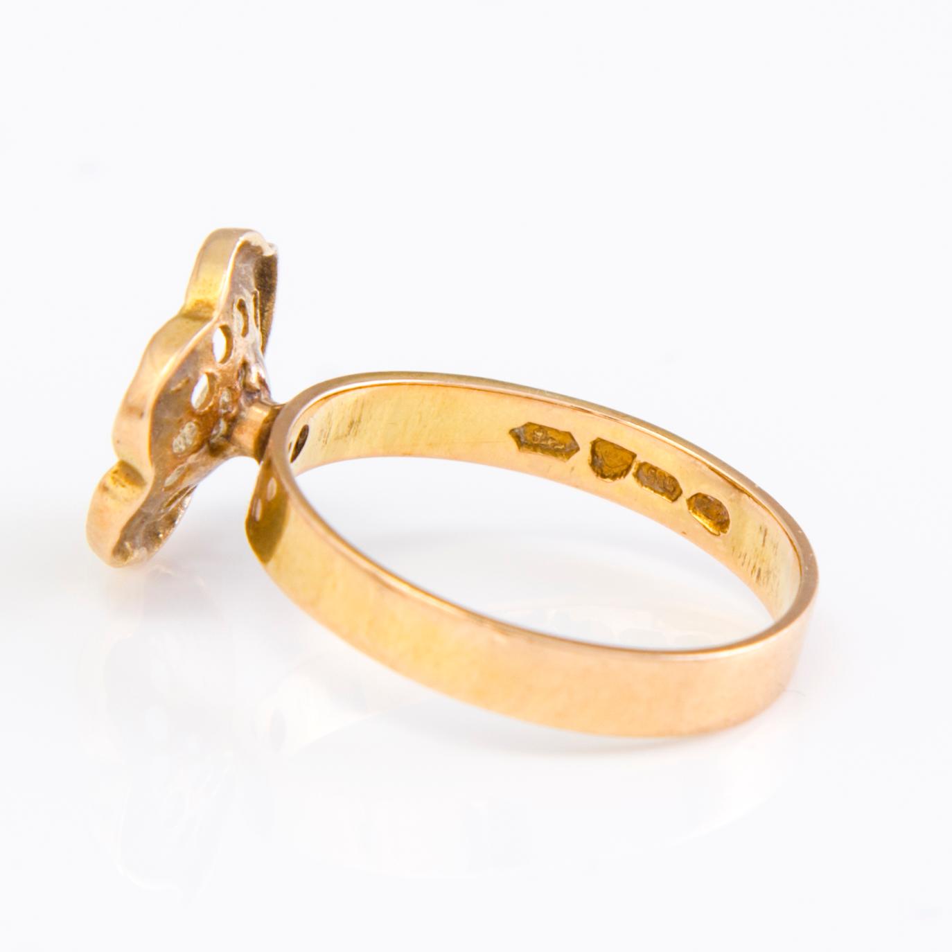 LIISA VITALI, "Lemmenkukka" sormus ja korvakorut, 14K kultaa, Kultakeskus Oy, 1977.