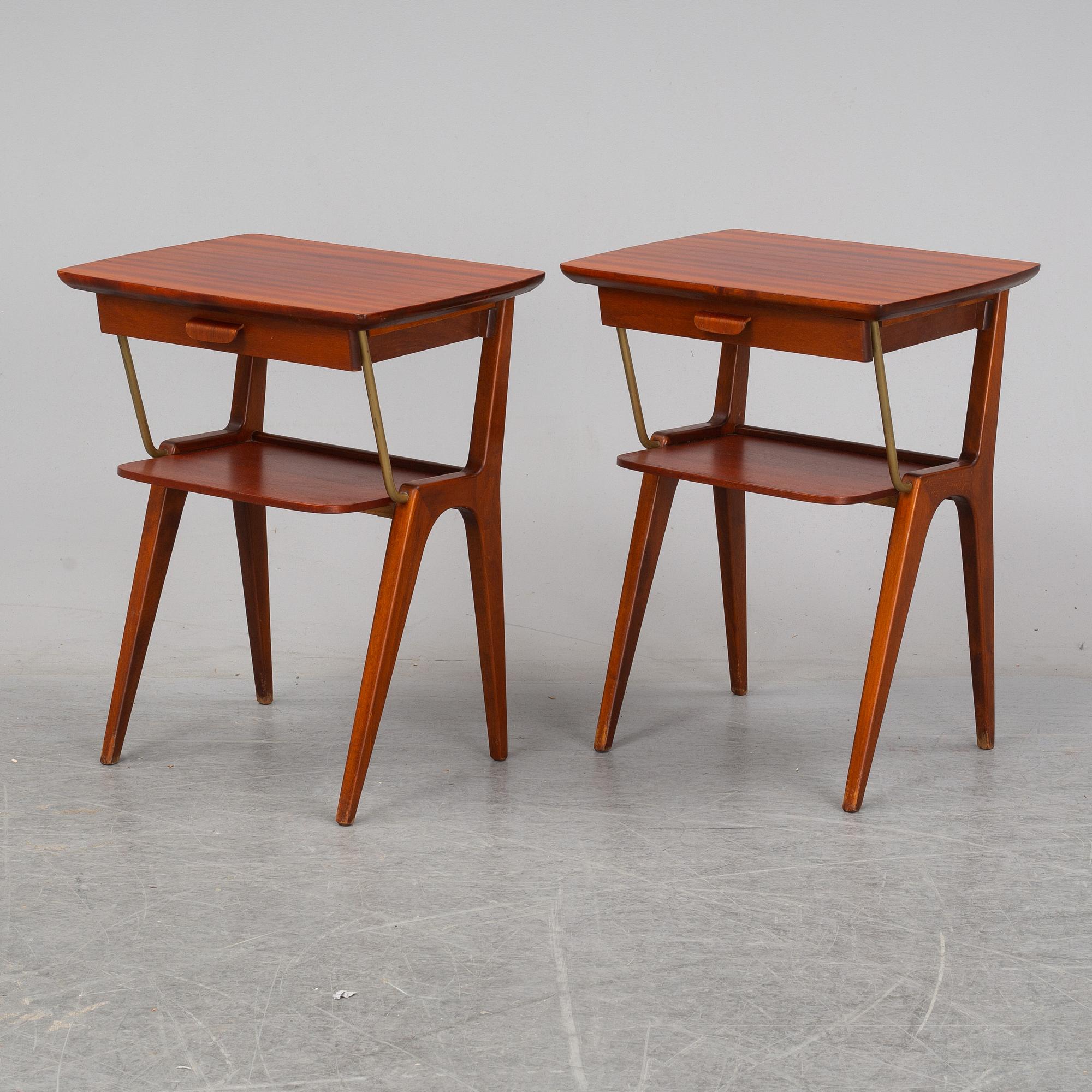 A 1940/50's pair of mahogany bedside tables.