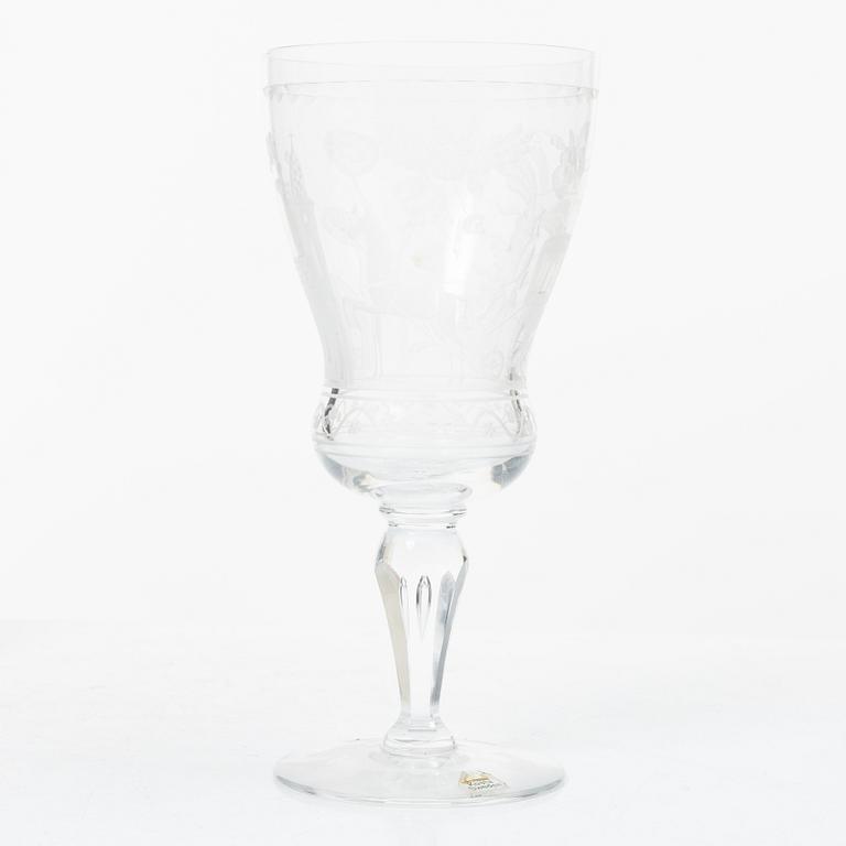 Vicke Lindstrand, rödvinsglas, 5 st, "Dalecarlia", Kosta Boda.