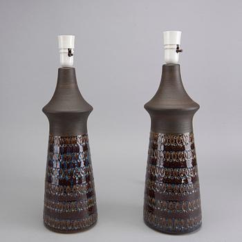 A pair of second half of the 20th century stoneware Söholm ceramics table lamps.