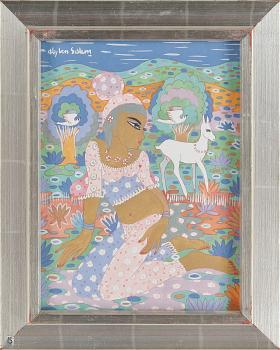 ALY BEN SALEM, blandteknik på papper, signerad.