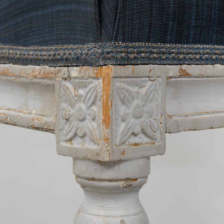 A set of four Gustavian chairs from Lindome, late 18th century.