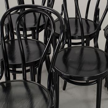 6 BLACK BENTWOOD CHAIRS SECOND HALF OF 20TH CENTURY, THONET-STYLE.