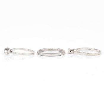 RINGAR, 3 st, med åttkantslipade diamanter, totalt ca 0,015 ct.