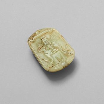 82. A carved nephrite pendant with the image of Sholaou, early 20th Century.