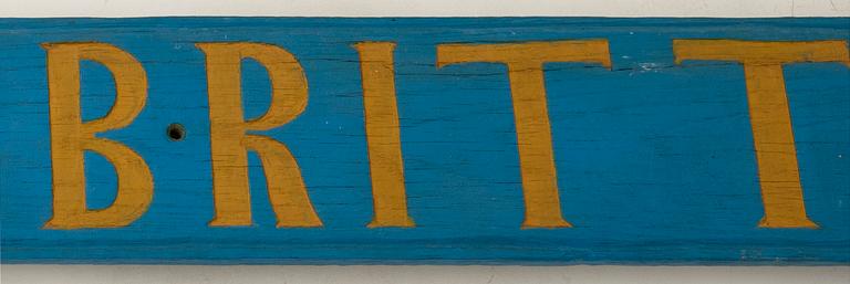 Namnskylt för båt "Nell Britt" 1900-tal.
