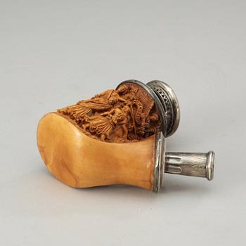 A Swedish birch carved pipe bowl by S.Isberg (not signed) dated 1856.