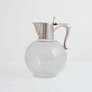 A Michelsen, wine decanter, silver and glass, Copenhagen circa 1960.