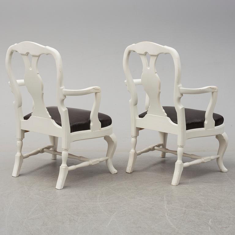 A pair of rococo style chairs, first half of the 20th century.