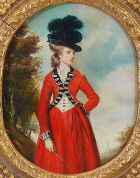 OKÄND KONSTNÄR, olja på pannå. 1800-tal.