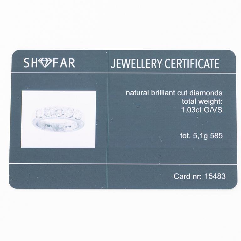 Half eternity ring in 14K white gold set with brilliant-cut diamonds.