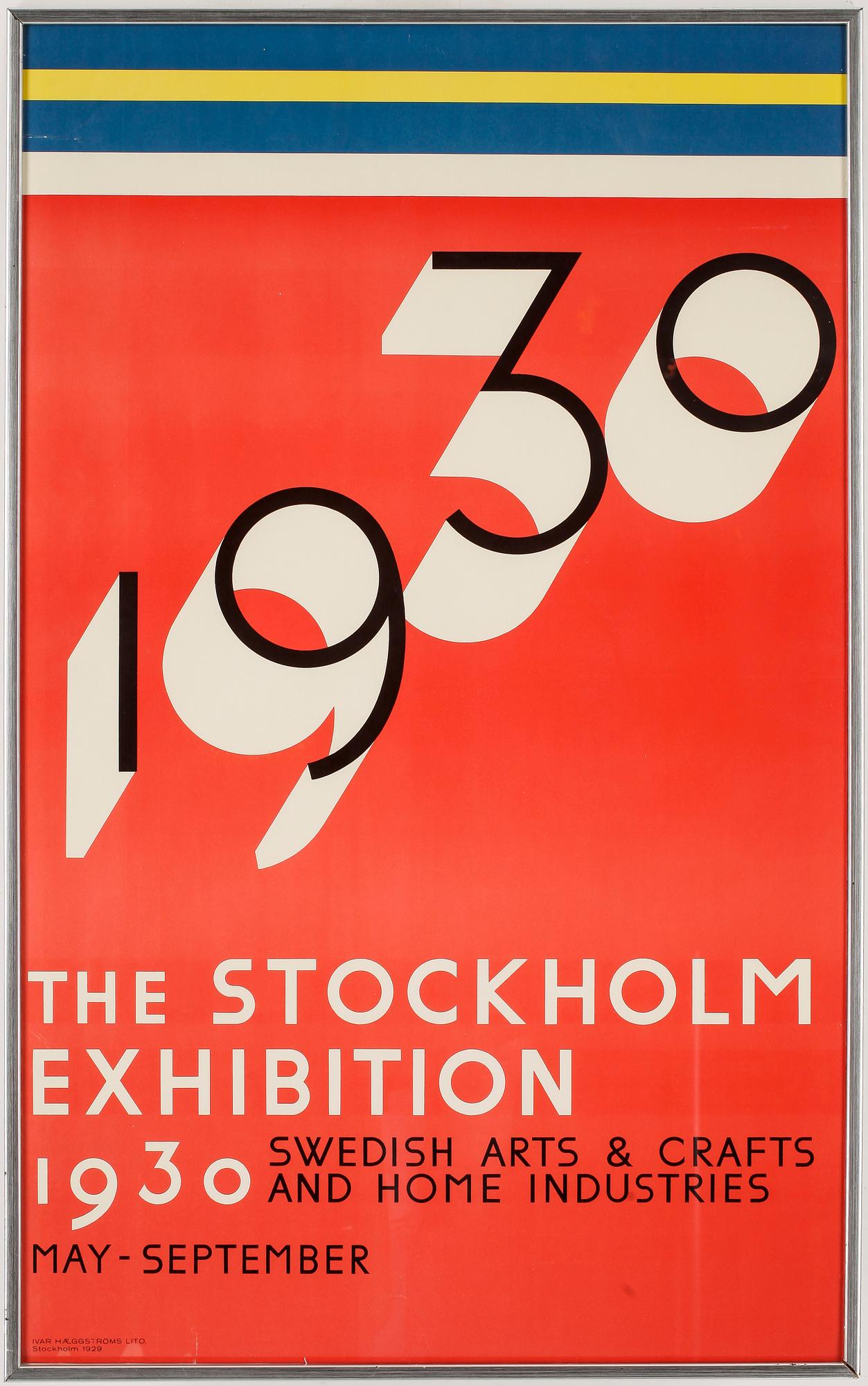SIGURD LEWERENTZ, utställningsaffisch, Stockholmsutställningen 1930, nytryck.