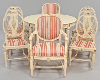 MATSALSGRUPP, 9 delar, gustaviansk stil, 1900-talets mitt.