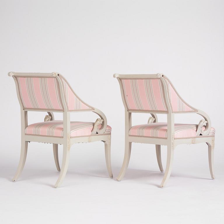 A pair of Swedish Empire armchairs.