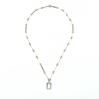 A Wiwen Nilsson sterling and rock crystal pendant and chain, Lund 1938.