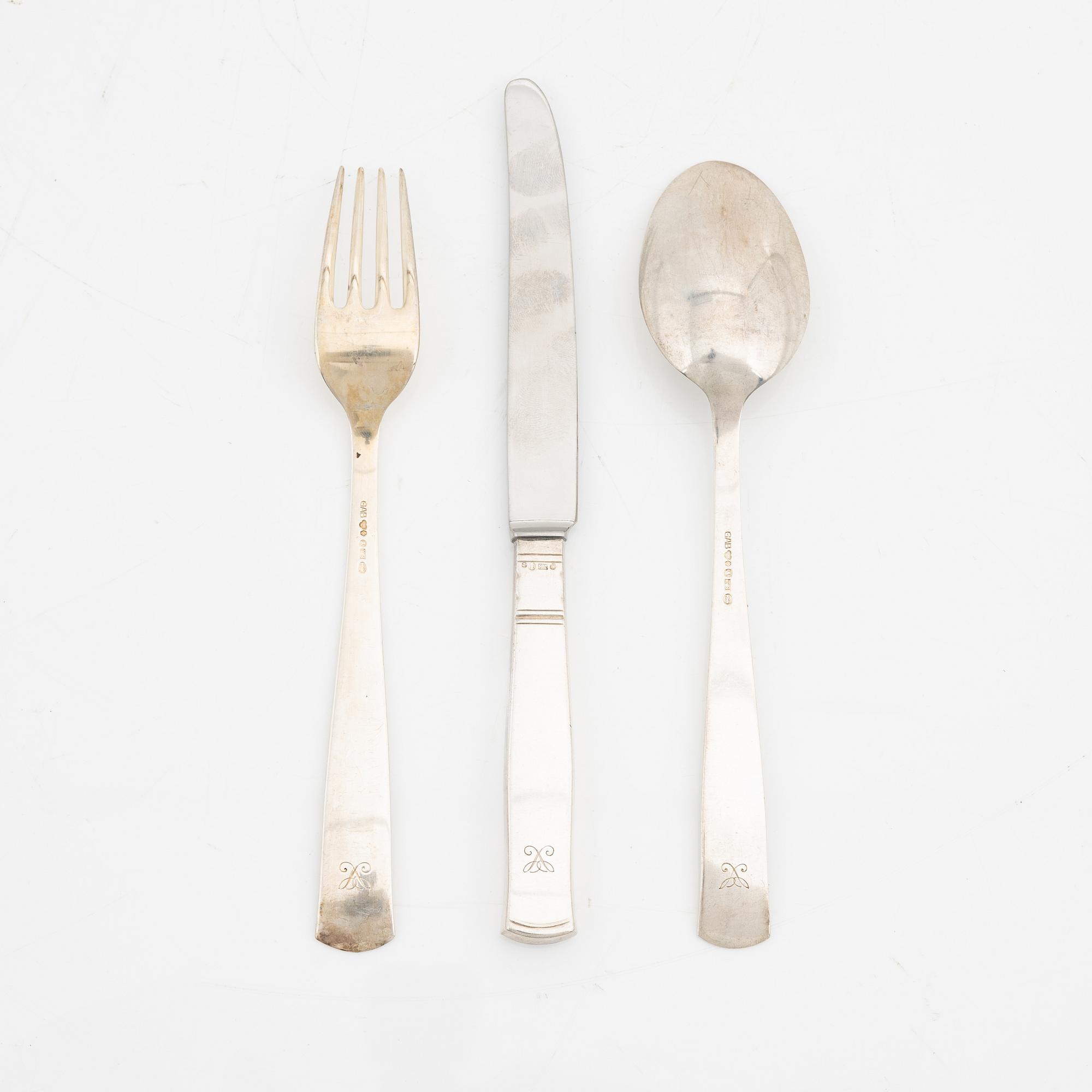 Jacob Ängman, a silver cutlery, model 'Rosenholm' GAB, (36 pieces).