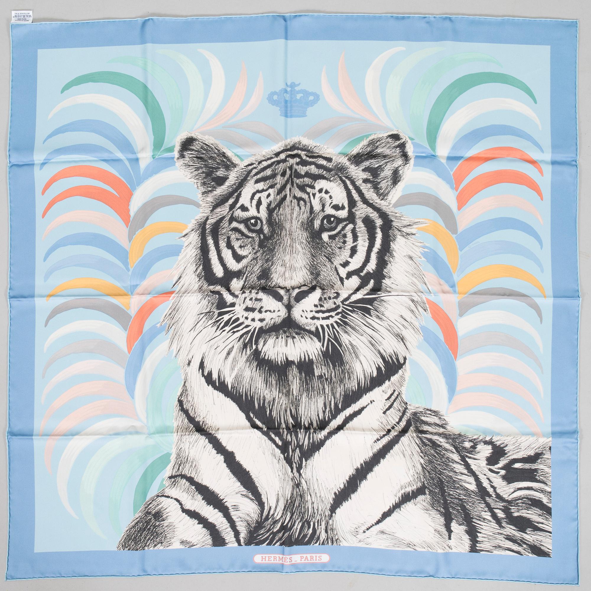 Hermès, a 'Tigre Royal Double Face' silk scarf.