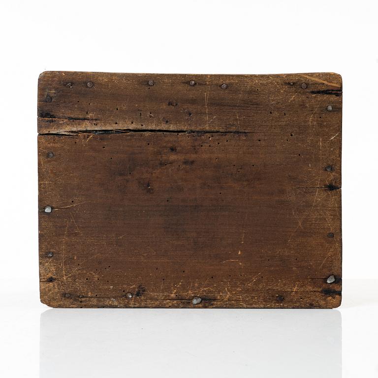 A carved wooden box, Sweden, 19th century.