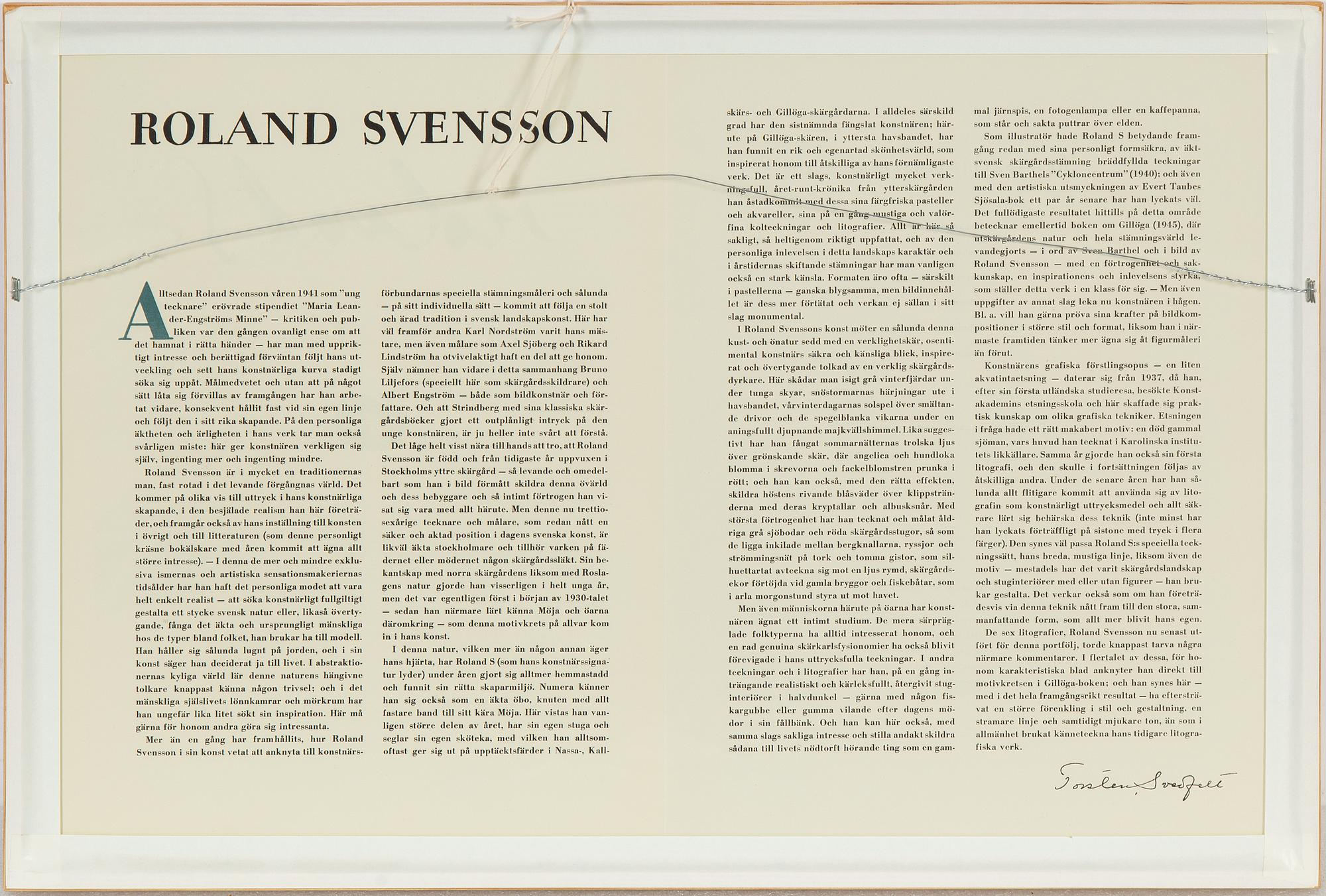 Roland Svensson, lithograph in color, signed.