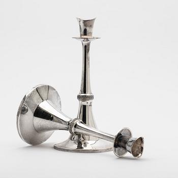 Candelsticks, a pair, silver, MGAB, Uppsala, 1964.