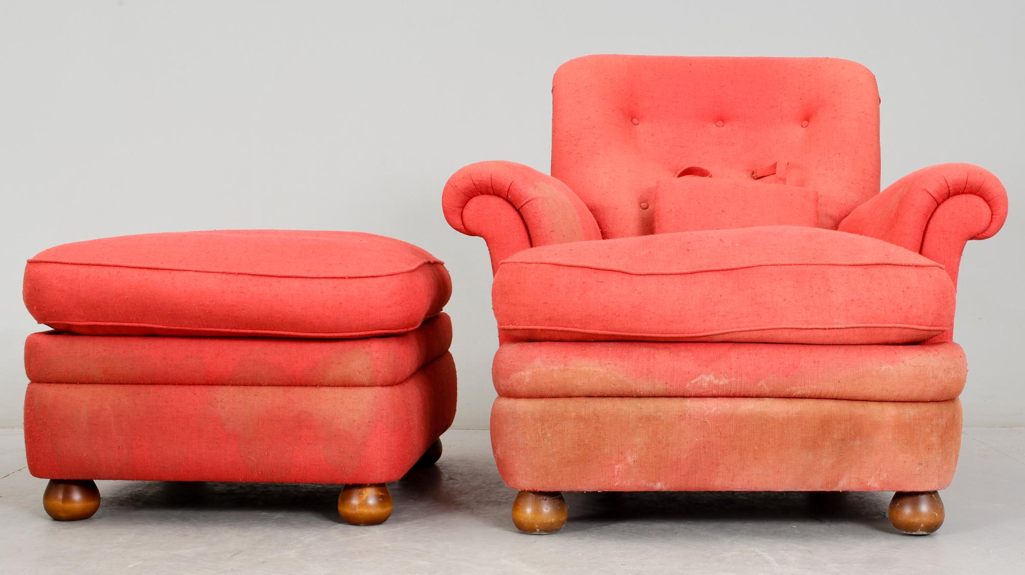 FÅTÖLJ MED FOTPALL, "modell 336",  Josef Frank, Firma Svenskt tenn.