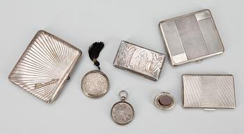 PARTI DOSOR, 7 st, silver, bla Ryssland, 1800-1900-tal. Total vikt ca 481 g.