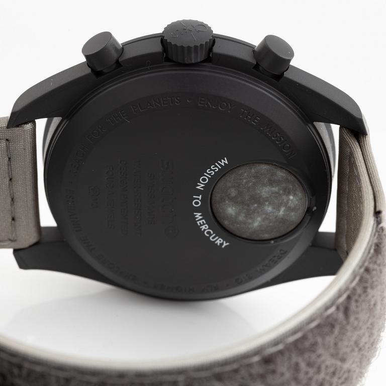 Swatch/Omega, MoonSwatch, Mission to Mercury, chronograph, wristwatch, 42 mm.