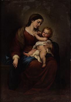 BARTOLOMÉ ESTEBAN MURILLO, efter. Olja på uppfodrad duk 157,5 x 109,5 cm. Osignerad.