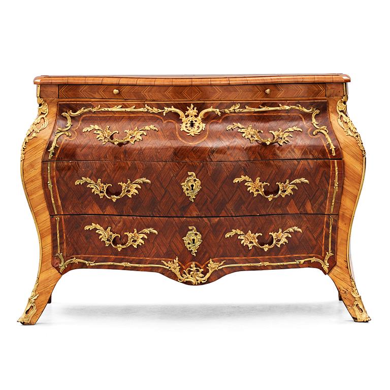 A Swedish Rococo 18th century commode attributed to N. Korp.