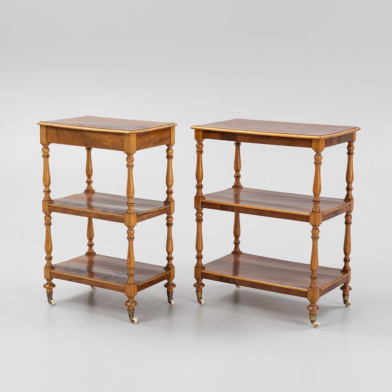 A set of two mahogany etageres. 19th Century.