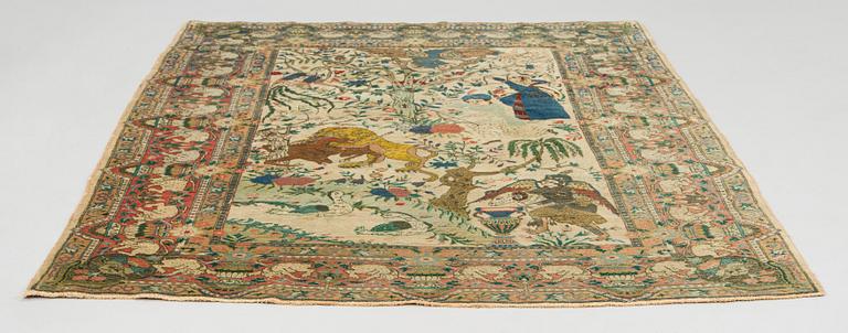 Matto, antiikki, figuraali, Täbris, Luoteis-Persia, n. 195 x 137 cm.