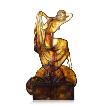 Marcel André Bouraine, a pâte de cristal "Danseuse" sculpture, Gabriel Argy-Rousseau, France ca 1928.