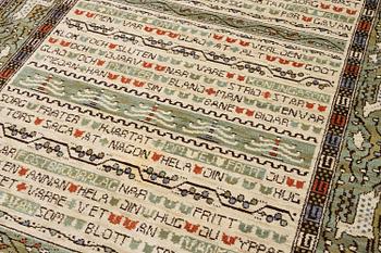 Märta Måås-Fjetterström, matta, "Ordspråksmattan" (Havamal), flossa, ca 341 x 223 cm, signerad AB MMF.