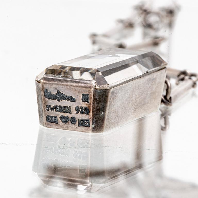 Wiwen Nilsson, halsband, sterling silver och bergkristall, Lund 1945.