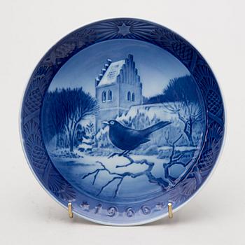 A set of 38 porcelain Christmas plates, Royal Copenhagen, Denmark, 1966 + 1973-2009.