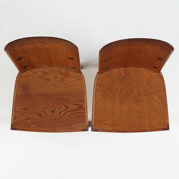 Axel Einar Hjorth, a pair of "Lovö" stained pine chairs, Nordiska Kompaniet, Sweden 1930's.