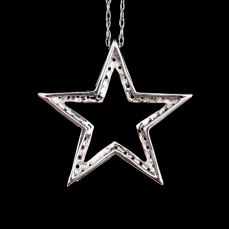 HÄNGE MED KEDJA, 10 k vitguld, briljantslipade diamanter  tot 0.25 ct.