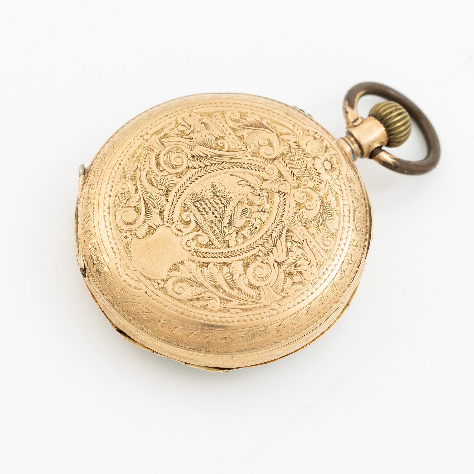 Pocket watch, 14K gold, 31 mm.