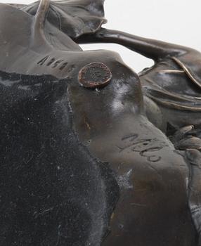 FAT, jugendstil, patinerad brons, bär sign Milo, 1900/2000-tal.