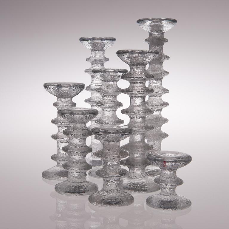 TIMO SARPANEVA, LJUSSTAKAR, 8 st, "Festivo", Iittala, en del signerade TS.